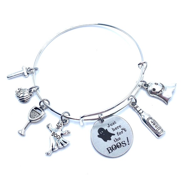Halloween Bracelet Just Here For The Boos Ghost Charms May Be Personalized - Picture 5 of 8